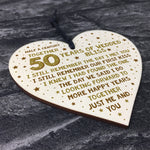 50th Wedding Anniversary Card Wood Heart Gift For Husband Wife