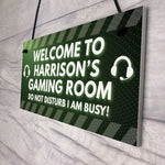 PERSONALISED Green Gaming Gamer Sign ANY NAME Christmas