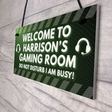 PERSONALISED Green Gaming Gamer Sign ANY NAME Christmas